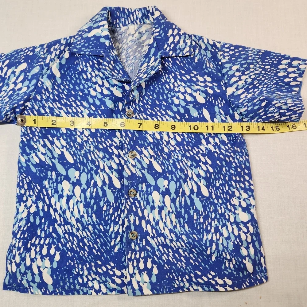 Boys Custom 2 Piece  Blue Fish Outfit Shirt Pants Elastic Waist Portriat Pageant